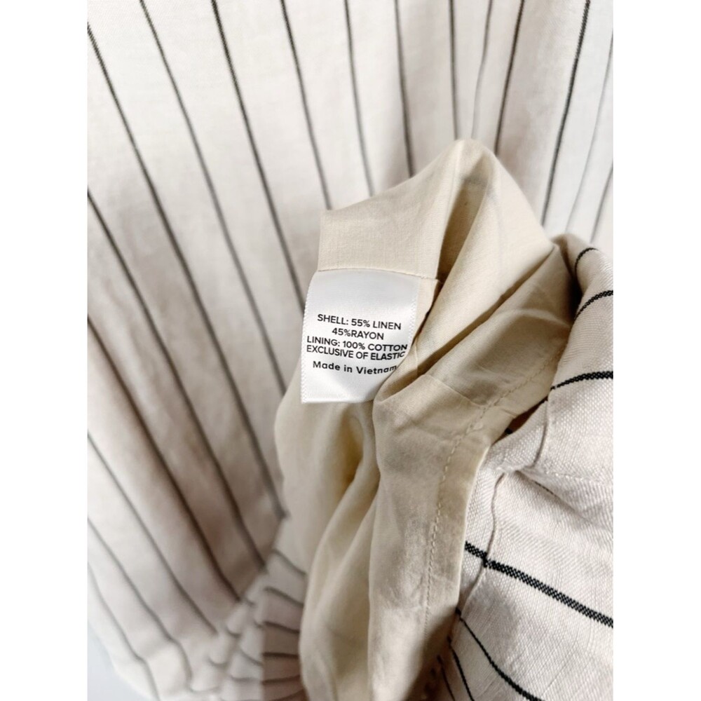 NWT Evereve Leah Linen Mini Shift Dress in Oatmeal Black Stripe Size Large - Picture 6 of 8